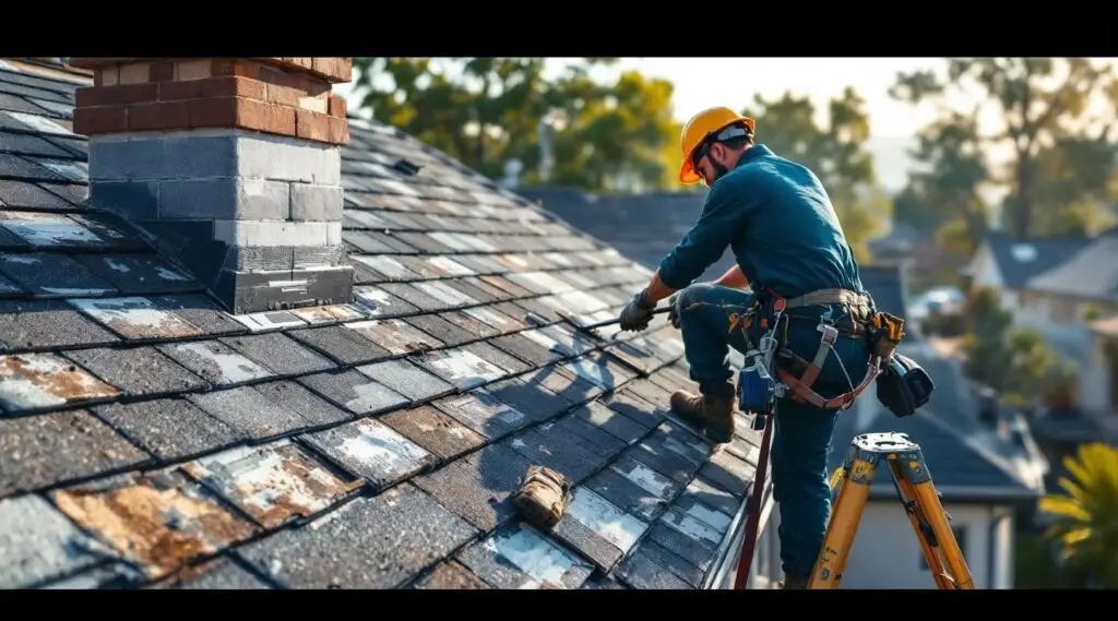 Carpenters Roofing crew installing heavy-duty architectural composition shingles on a commercial building in Medford.